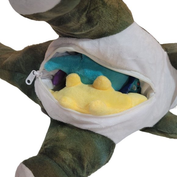 T Rex Dinosaur Plush Toy Mother With 4 T Rex Dinosaur Babies Zippered Pouch EUC - Picture 8 of 16